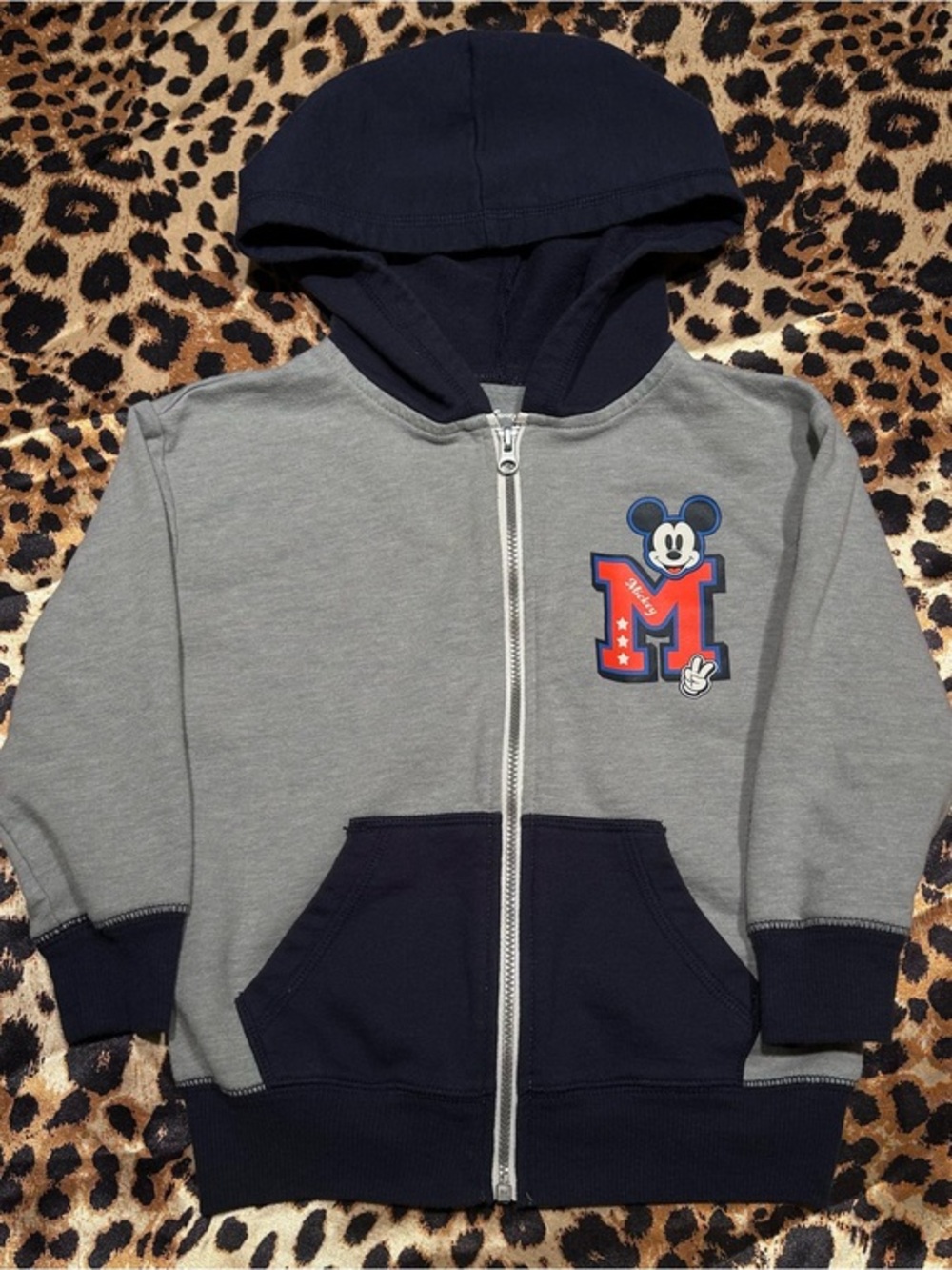 Disney Mickey Mouse Grey & Navy Zip Front Hoodie